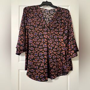 JODIFL  Women's Leopard Print Top - Black and Orange